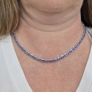 Blue Tanzanite Necklace In Sterling Silver